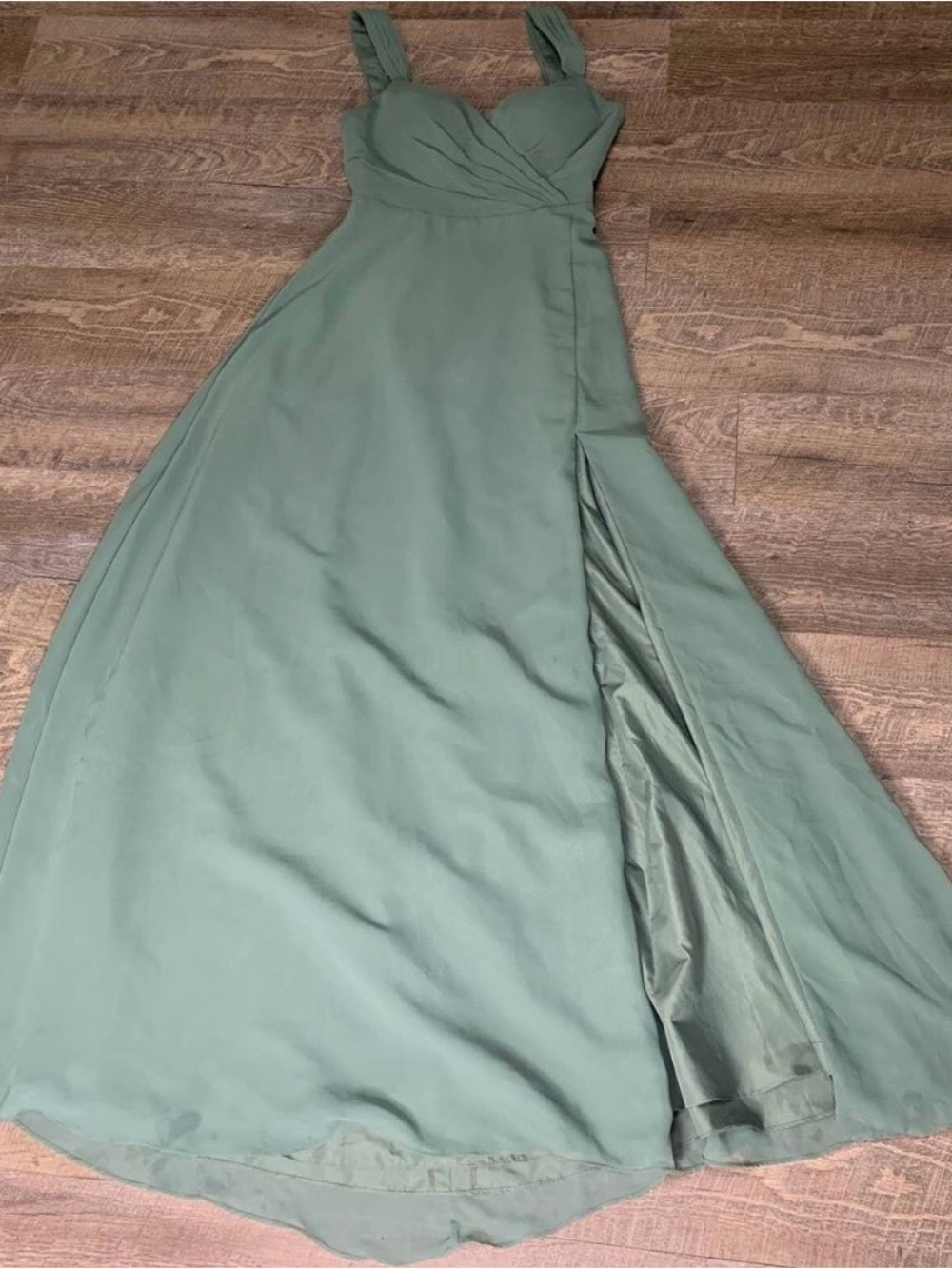 Elegant Sage Green A-Line Maxi Dress - Sleeveless V-Neck